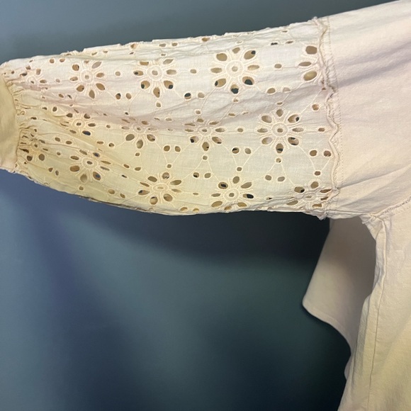 Easel Cream Crochet Detail Long Sleeve Top - Picture 9 of 9